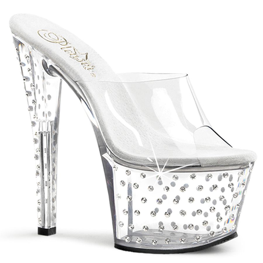 Women's Pleaser Stardust-701 Platform Sandals Clear | 478TNJMCW