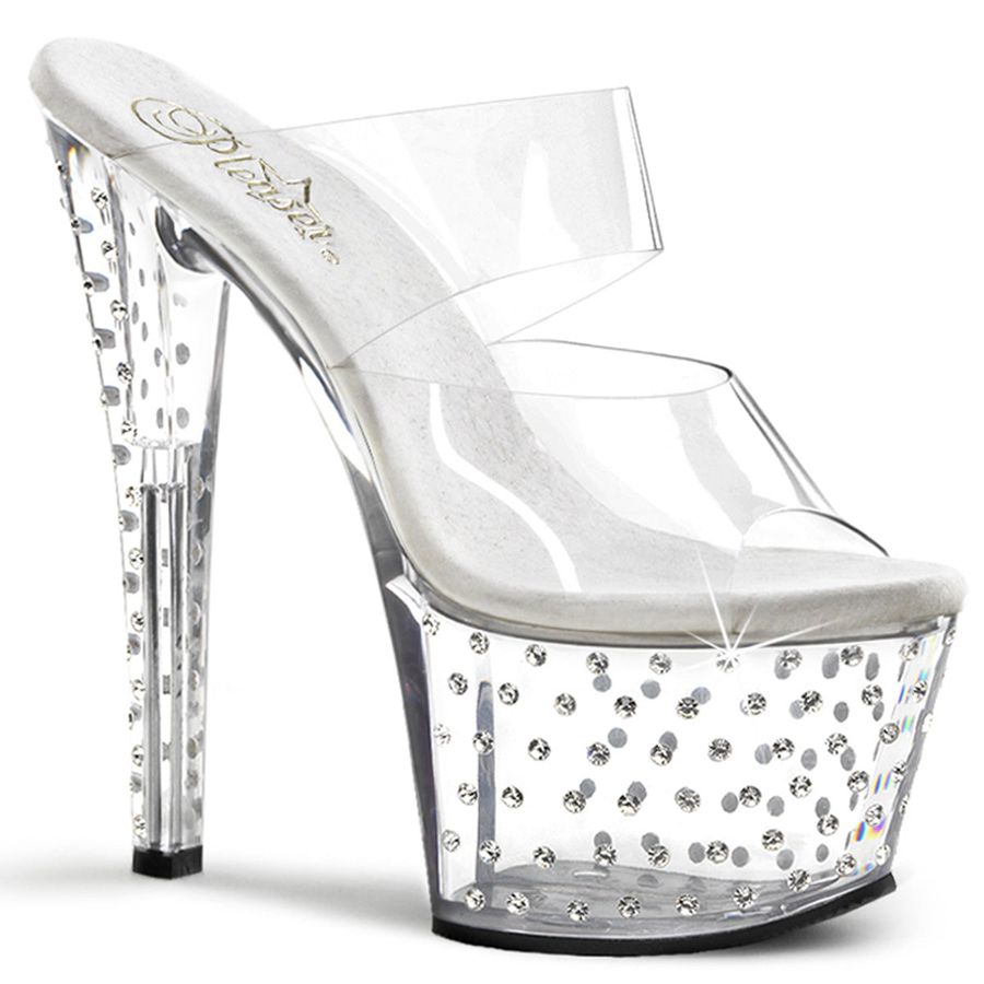 Women's Pleaser Stardust-702 Platform Sandals Clear | 649XCEUNS