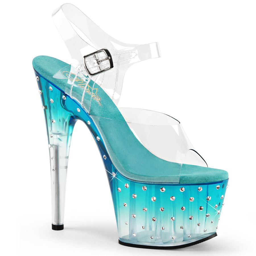 Women's Pleaser Stardust-708T Ankle Strap Sandals Blue | 705VEQHMU