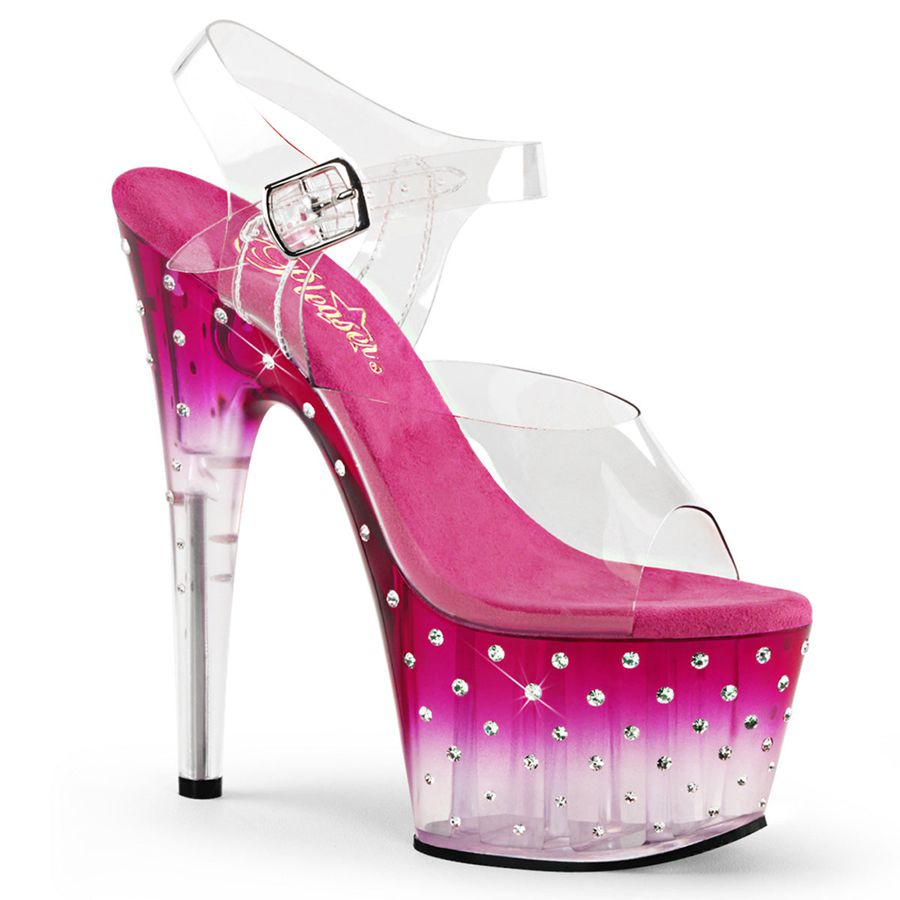 Women's Pleaser Stardust-708T Ankle Strap Sandals Pink | 746VNZBIG