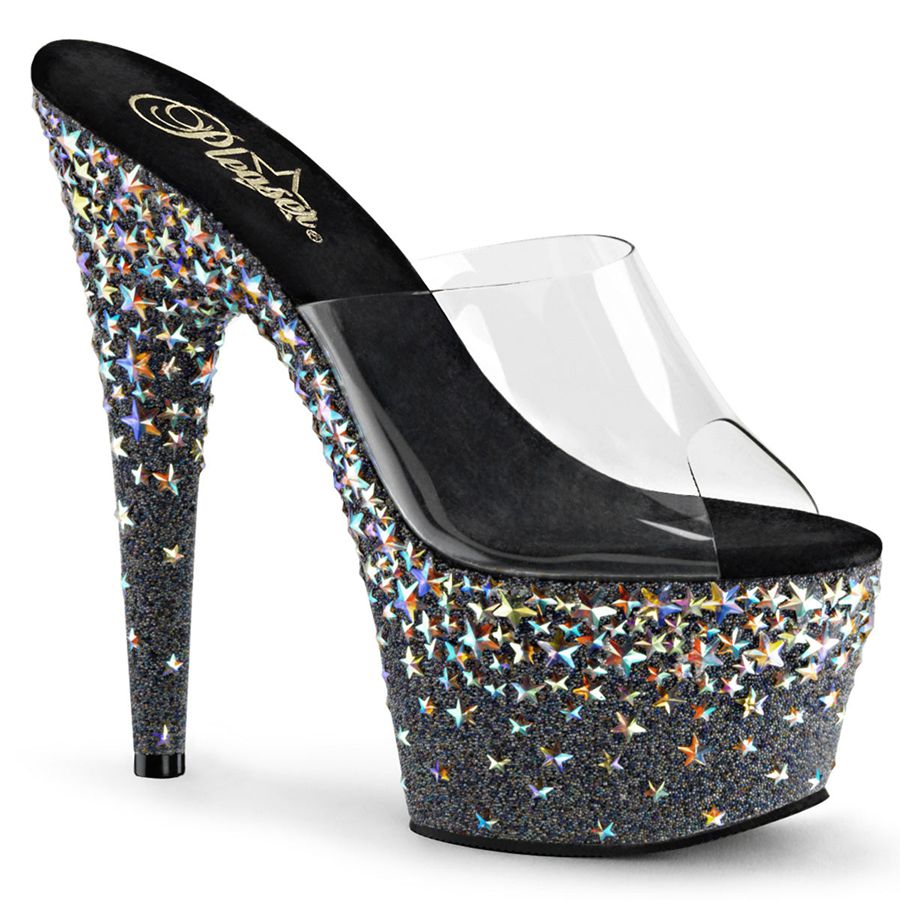 Women's Pleaser Starsplash-701 Platform Sandals Black | 248CKPYON