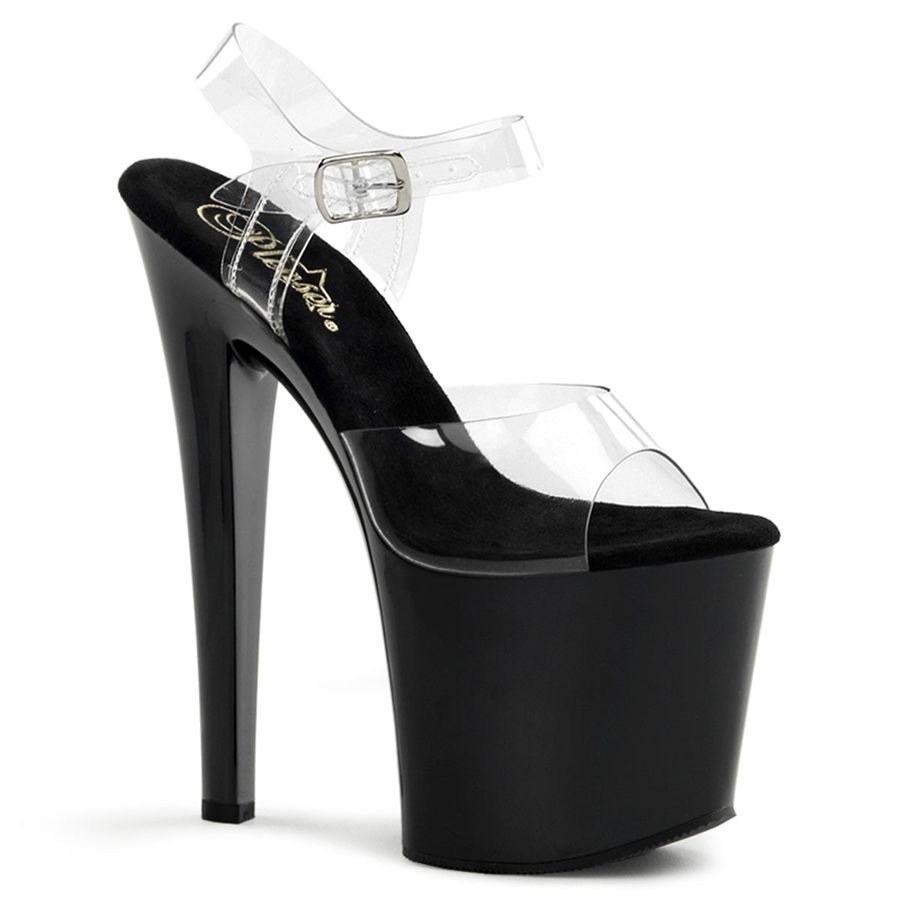 Women's Pleaser Taboo-708 Ankle Strap Sandals Black | 539NXQZOW