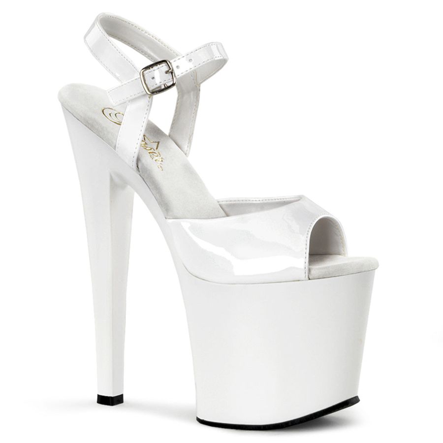 Women's Pleaser Taboo-709 Ankle Strap Sandals White | 907UINVDX