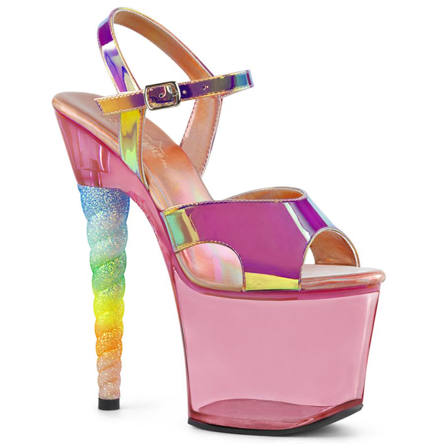 Women's Pleaser Unicorn-711T Ankle Strap Sandals Purple | 528OAKXNQ