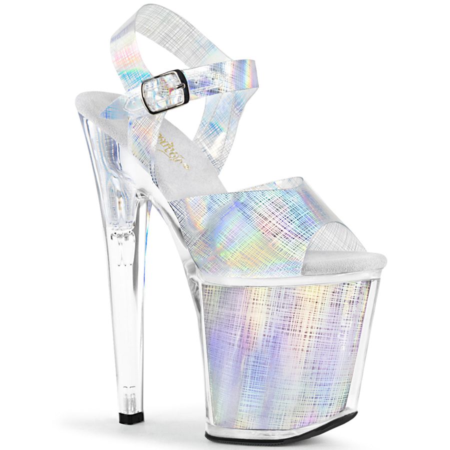 Women's Pleaser Xtreme-808N-CRHM Ankle Strap Sandals White | 271NHFJIS