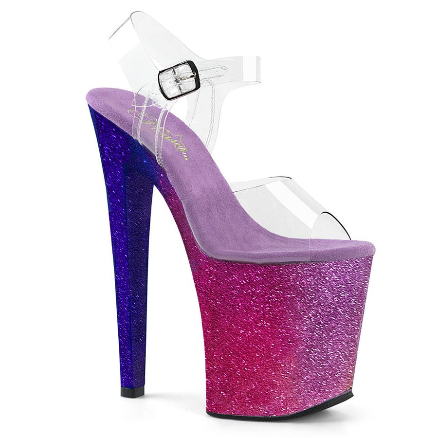 Women's Pleaser Xtreme-808OMBRE Ankle Strap Sandals Pink | 681HPNYFK