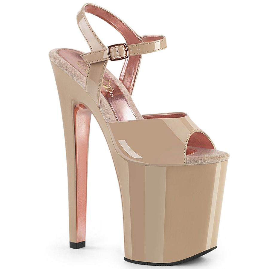 Women's Pleaser Xtreme-809TT Ankle Strap Sandals Beige | 765NELIJO